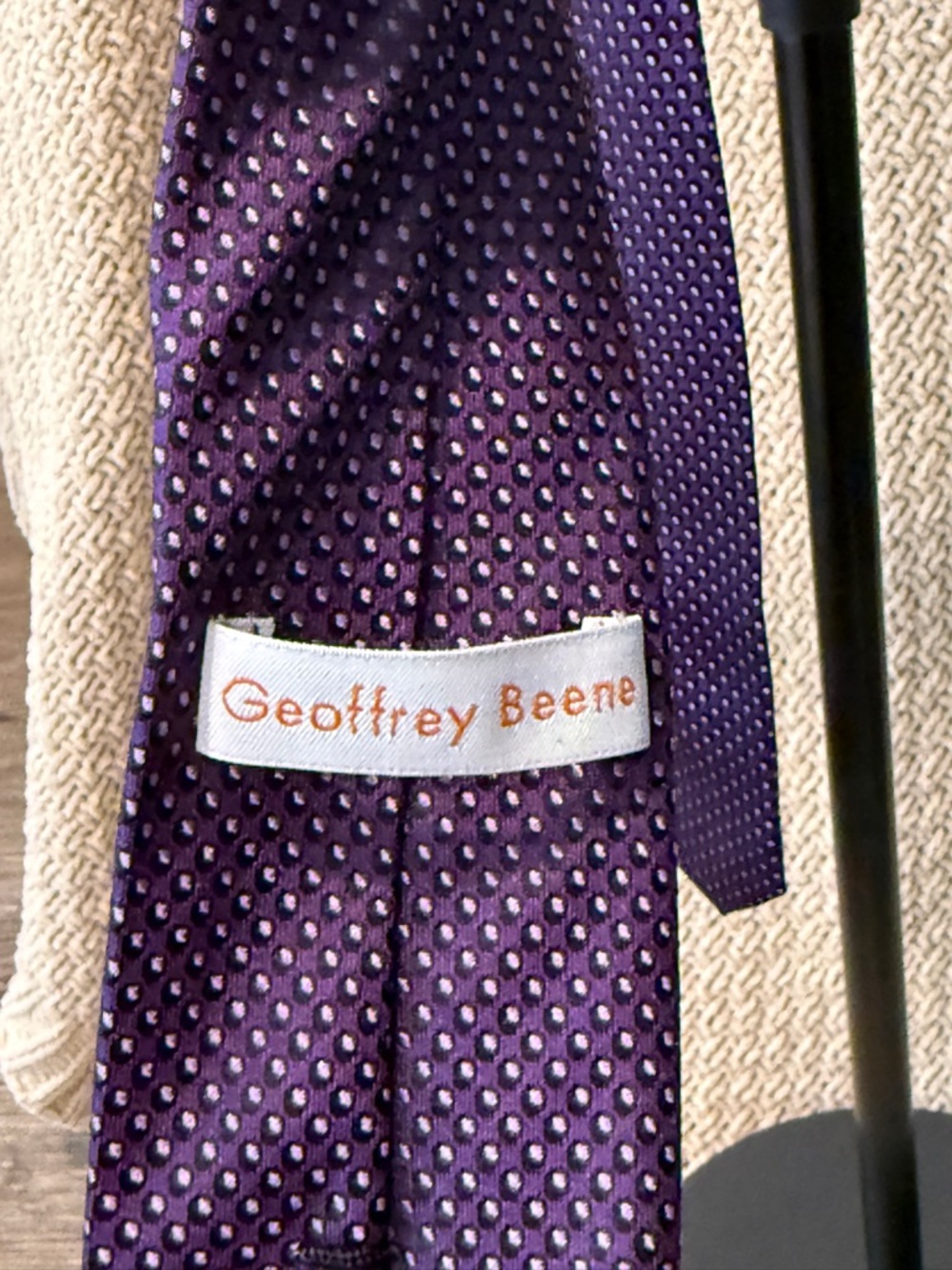 Geoffrey Beene Purple Silk Tie with Subtle Dot Motif